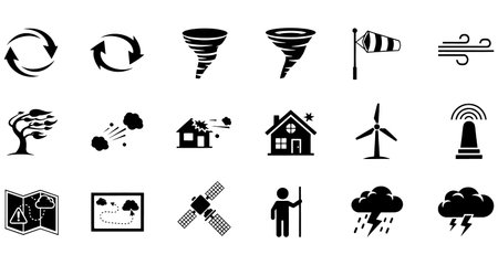 Wind energy icons set. Vector illustration isolated on a white background.のイラスト素材