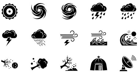 Weather icons set. Simple set of weather vector icons for web design on white backgroundのイラスト素材