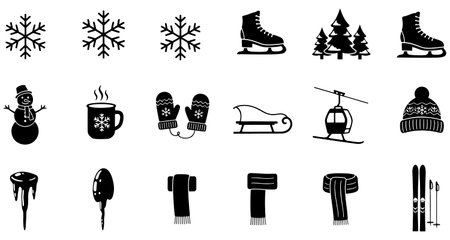 Winter icons set. Vector illustration. Isolated on white background.のイラスト素材