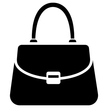 Handbag flat icon. Vector black illustration. Pictogram is isolated on a white background. Designed for web and software interfaces.のイラスト素材
