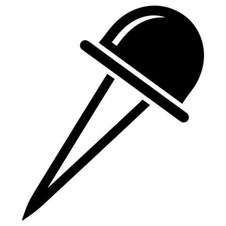 Pushpin flat icon. Vector black symbol. Pictogram is isolated on a white background. Designed for web and software interfaces.のイラスト素材