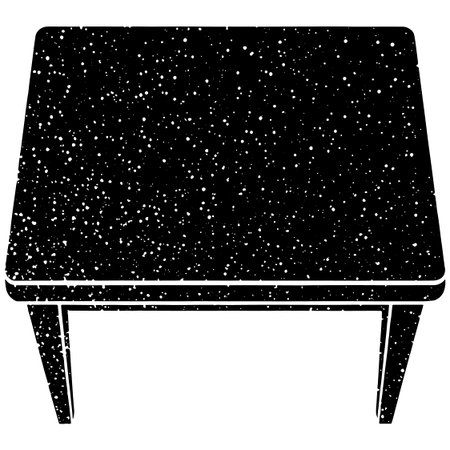 Illustration of a black and white table in the night. Vector image.のイラスト素材