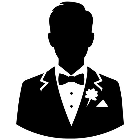 Bartender with four leaf clover, black and white vector illustrationのイラスト素材