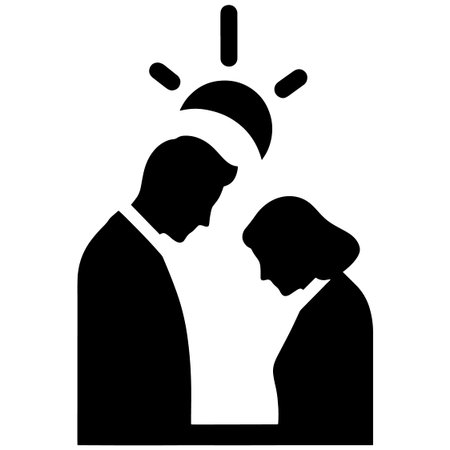 Jesus Christ and Mary vector icon. Flat black symbol. Pictogram is isolated on a white background. Designed for web and software interfaces.のイラスト素材