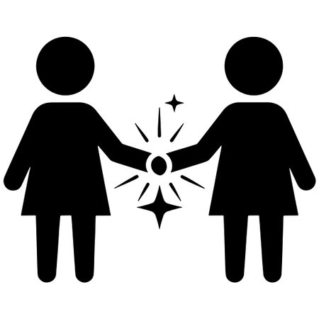 Handshake icon. Silhouette of a man and a woman holding hands.のイラスト素材