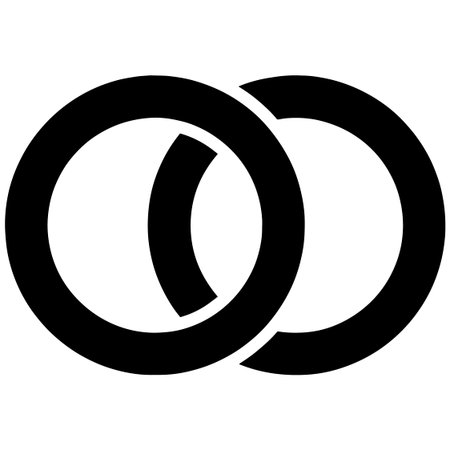 Wedding rings icon, simple black symbol isolated on white backgroundのイラスト素材