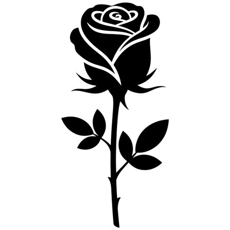 Black silhouette of a rose on a white background. Vector illustration.のイラスト素材