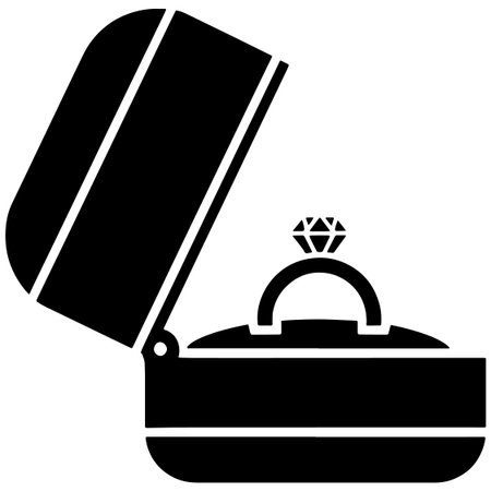 Ring in a box icon, wedding related vector illustration, solid designのイラスト素材