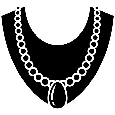 Necklace black icon isolated on white background. Vector illustration.のイラスト素材