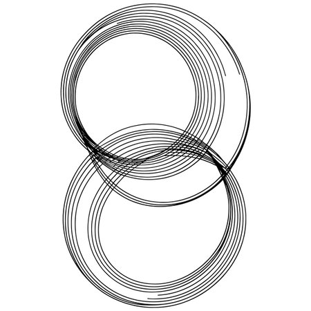 Black lines forming overlapping circular shapes isolated on white background