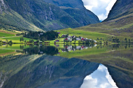 Norway - lake ideal reflectionの写真素材