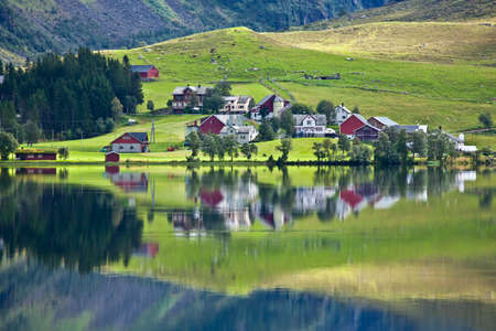 Norway - lake ideal reflectionの写真素材