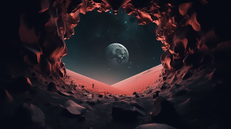 3d rendering of an alien planet in space. 3d illustrationの素材