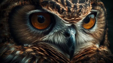 Owl close-up. Eye of an owl. Bird of prey.の素材