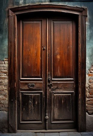 Old wooden door in the old town of Tbilisi, Georgiaの素材
