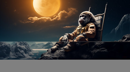 Spaceman sitting on the edge of a ship. 3d renderingの素材
