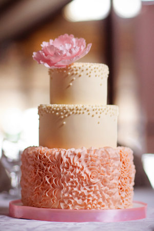 festive wedding cake from several tiersの写真素材