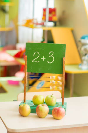 Vintage wooden abacus on the tableの写真素材