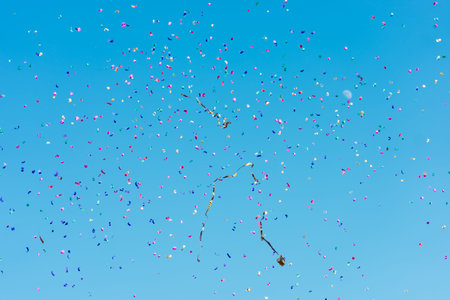 Confetti background isolated. Falling confetti birthday party decoration.