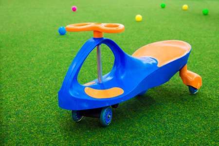 children's color board for riding in the form of a helicopterの写真素材