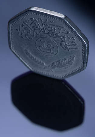 250 Iraqi fils on the mirror surface. numismatics, finance, coins of the worldの写真素材