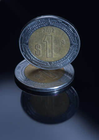 One euro coin isolated on black background. macro photoの写真素材