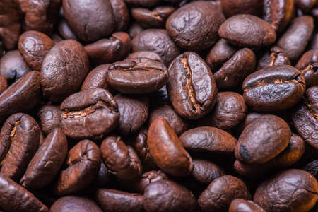 Macro photography of roasted fragrant coffee beansの写真素材