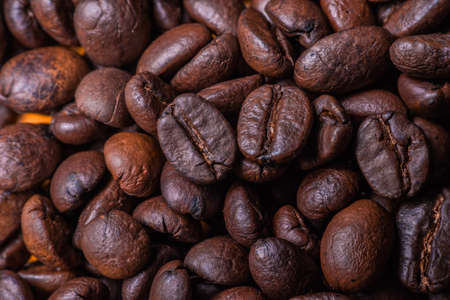 Macro photography of roasted fragrant coffee beansの写真素材