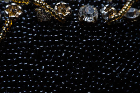 Black texture of beads. macro photo.の写真素材