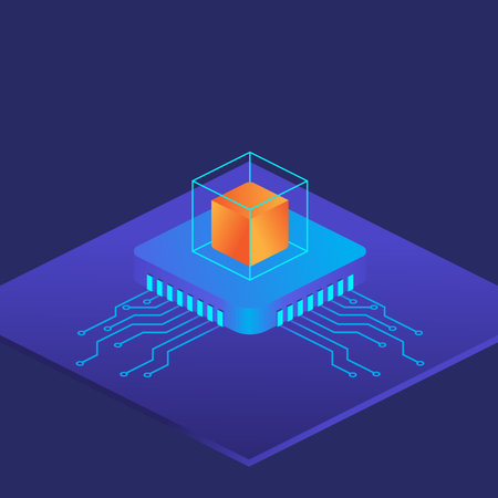 Block chain technology concept. Crypto currency illustration. Flat design. Vector file