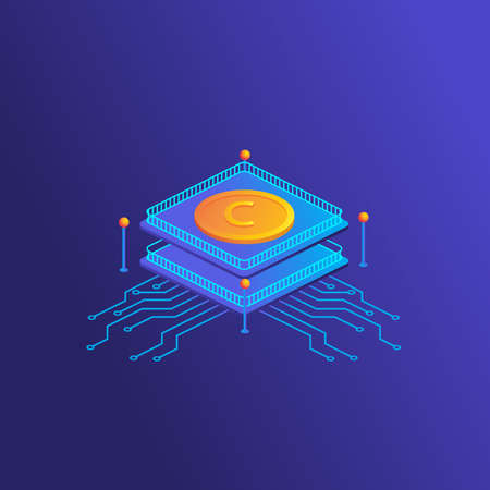 Block chain technology concept. Crypto currency illustration. Flat design. Vector fileのイラスト素材
