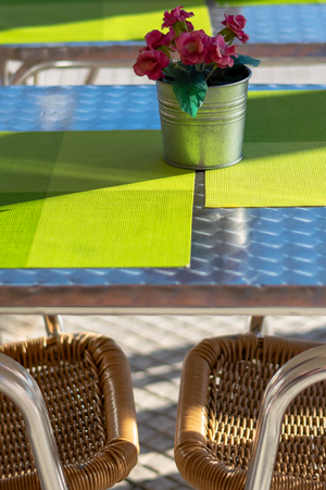 Flowers on a cafe. Table in the cafeteria. Terraceの写真素材