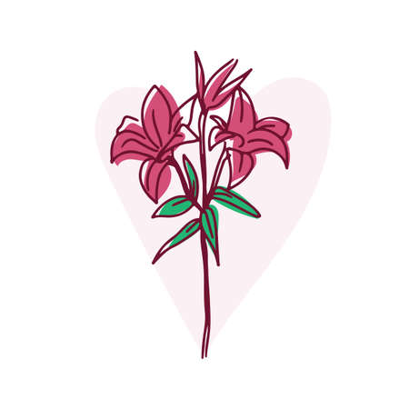 One line spring floral drawing.のイラスト素材