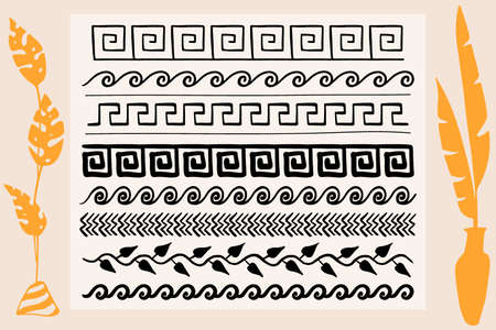 Vector set of Greek seamless pattern background. BAncient Ornamentのイラスト素材