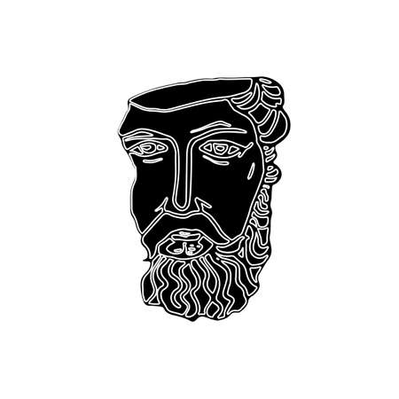 doodle linocut of ancient greek sculpture isolated on white backgroundのイラスト素材