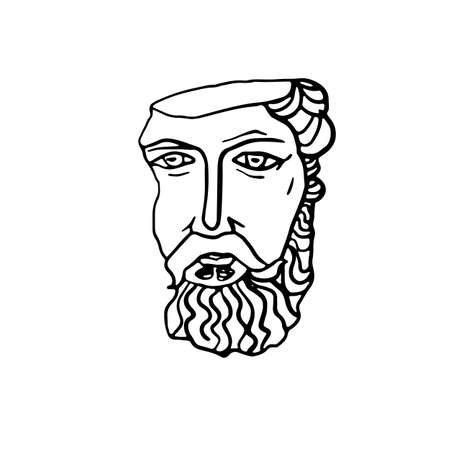 vector countinious line drawing of ancient greek sculpture isolated on white backgroundのイラスト素材