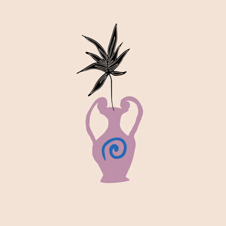 vector doodle ancient Greek vases or pottery with floral arrangementのイラスト素材