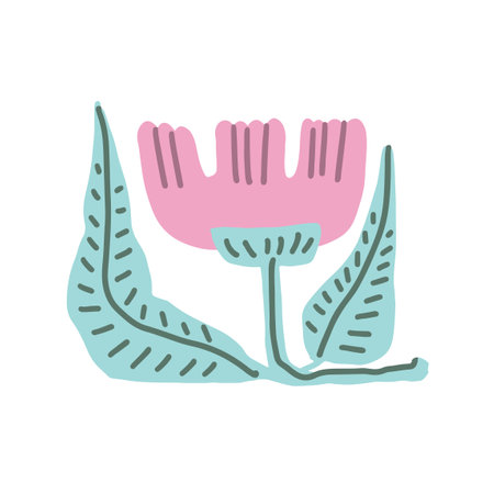 Colorful floral doodle illustration in a trendy styleのイラスト素材