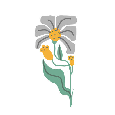 Colorful daisy floral doodle illustration in a trendy styleのイラスト素材
