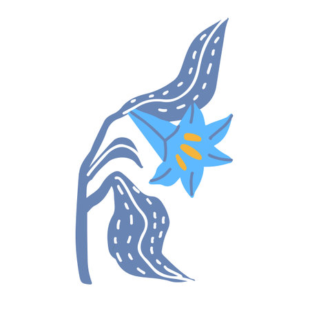 Colorful floral doodle illustration in a trendy styleのイラスト素材