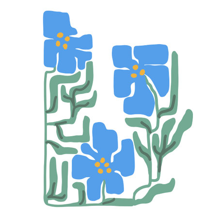Colorful floral doodle illustration in a trendy style