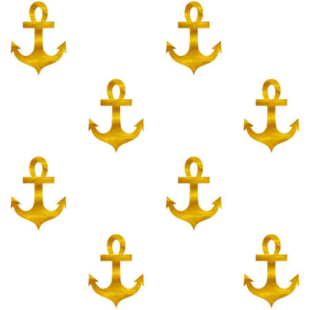 Golden anchors seamless pattern background.のイラスト素材