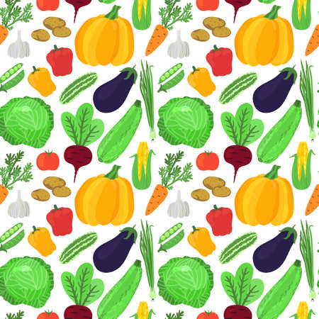 Vector seamless pattern with hand drawn vegetablesのイラスト素材