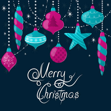 Vector holiday background with Christmas glass ornaments.のイラスト素材