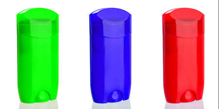 Man firm deodorant for hygiene of a body from a sweat smell, on a white background nobody.の写真素材