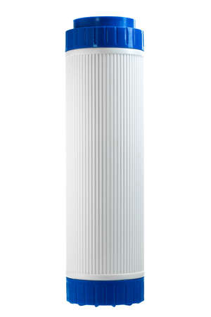 The filter for drinking water filtering a cartridge for system of house water purification on a white background.の写真素材