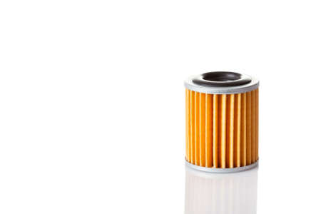 orange filter microfiber paper for cleaning oil automatic transmission car gearbox variator, isolated spare part on a white background with copy space.の写真素材