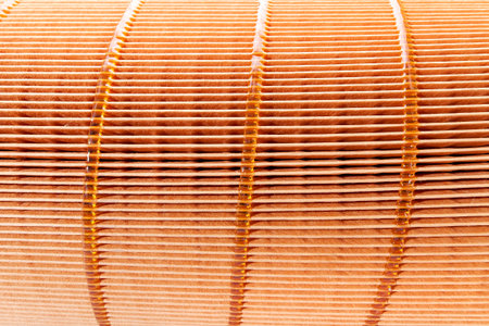 texture of orange paper filter air purification systems close up spare part.