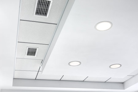 multi-level ceiling with three-dimensional protrusions and a suspended tiled ceiling with a built-in...