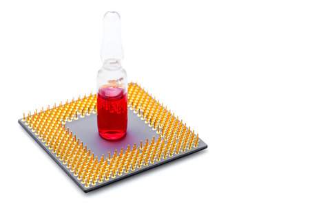 a glass ampoule for vaccination implantation processor chip implantation for surveillance and...